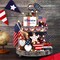 18 Pcs 4th of July Tiered Tray Decor Set – Rustic Patriotic Independence Day Decorations, Vintage Farmhouse Wooden Red White Blue Gnome Table Accents for Tiered Trays